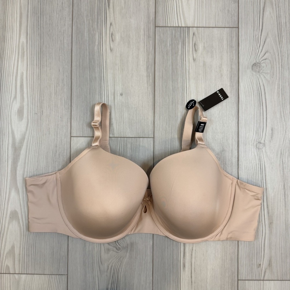 NWT TORRID Plus Size Perfect T-Shirt Bra Solid Nude Bow w/ Cutout Underwire 48C